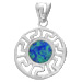 The Neptune Collection - Sterling Silver Pendant - Circle w/ Greek Key & Opal (18mm)
