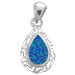 The Neptune Collection - Sterling Silver Pendant - Teardrop w/ Greek Key & Opal (15mm)