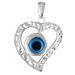 The Amphitrite Collection - Sterling Silver Pendant - Greek Key Heart w/ Mati & Swarovski (18mm)