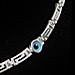 Greek Sterling Silver Mati Collection - Necklace Greek Key 3 Eye (5mm)
