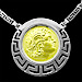Sterling Silver Necklace - Alexander and Parthenon (33mm) Rhodium and 18k Gold Plated 
