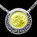 Platinum & 18k Gold Plated Sterling Silver Necklace - Alexander and Parthenon (33mm)