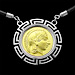 Platinum & 18k Gold Plated Sterling Silver Necklace - Athena and Parthenon (32mm)