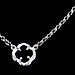 Platinum Plated Sterling Silver Necklace - Three Floral Charms w/ Onyx Stone