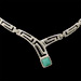 Sterling Silver Necklace - Greek Key Motif Links with Square Stone (3mm)