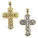 14k Gold Cross Pendant - Floral Design with White Gold (40mm)