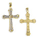 14k Gold Cross Pendant - Heart Design with White Gold (32mm)