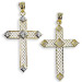14k Gold Cross Pendant - Mesh Design with White Gold (39mm)