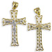 14k Gold Cross Pendant - Crucifix with White Gold (37mm)