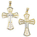 14k Gold Cross Pendant - Floral with White Gold (33mm)