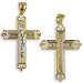 14k Gold Cross Pendant - Crucifix with White Gold (36mm)