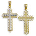 14k Gold Cross Pendant - Chevron with White Gold (36mm)