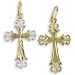 14k Gold Cross Pendant - Floral and Chevron with White Gold (24mm)