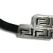 Rubber Bracelet - Round Sterling Silver Double Greek Key (.4cm)