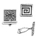 Sterling Silver Cufflinks - Double Sided Greek Key and Floral Square (13mm)