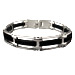 Rubber and Stainless Steel Bracelet with Box Clasp - Greek Key (11mm)