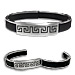Rubber and Stainless Steel Bracelet with Hinge Opening - Greek Key