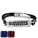 Rubber and Stainless Steel Bracelet with Acordian Hinge Opening - Greek Key