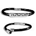 Rubber and Stainless Steel Bracelet with Magnetic Closure - Round Greek Key