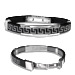 Rubber and Stainless Steel Bracelet with Acordian Hinge Opening - Greek Key