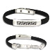Rubber and Stainless Steel Bracelet with Magnetic Closure - Round Greek Key