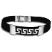 Rubber and Stainless Steel Bracelet - Greek Key Motif Cut Out