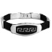 Rubber and Stainless Steel Bracelet - Greek Key Motif Oval