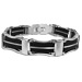 Rubber and Stainless Steel Bracelet - Greek Key Motif