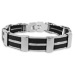 Rubber and Stainless Steel Bracelet - Greek Key Motif