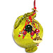 Glass Pomegranate Good Luck Ornament (Gouri) - 3.5" yellow round