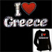 Crystal Studded Long Sleeve Shirt - Plaid I Love Greece Style D6099