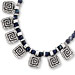 Archaic Earth Stone Necklace - Lapis with Greek Key Motif Pendants