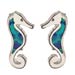 The Neptune Collection - Sterling Silver Earrings - Seahorse and Opal (15mm)