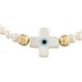 The Nefeli Collection - Pearl Bracelet with Mother of Pearl White Cross And Evil Eye (2mm beads)
