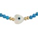 The Nefeli Collection - Blue Coral  Bracelet witth Triple Mother of Pearl Charms and Evil Eye (1.8 m