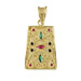Justinian Collection - 24k Gold Plated Sterling Silver Pendant - Rectangle w/ Cubic Zirconia (27mm)