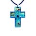 Murano Glass Cross-Shaped Pendant - Blue