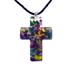 Murano Glass Cross-Shaped Pendant - Rainbow