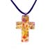 Murano Glass Cross-Shaped Pendant - Yellow
