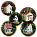 Greek Island Christmas Tree Ceramic Ornament - Set of 5