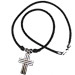 Sterling Silver Greek Cross Necklace w/ Rubber Cord Style 100429