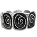 Stainless Steel & Enamel Cuff Bracelet - Square Minoan Swirl Motifs - Black 6355