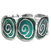Stainless Steel & Enamel Cuff Bracelet - Square Minoan Swirl Motifs - Turquoise 6355
