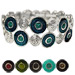 Stainless Steel & Enamel Cuff Bracelet - Circles & Swirl Motifs 6360