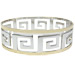 Stainless Steel Cuff Bracelet - Greek Key Motif Silver w/ Gold Border (22mm)
