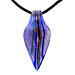Murano Glass Teardrop Pendant - Blue & Silver