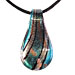 Murano Glass Teardrop Pendant - Teal & Silver