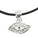 Rhinestone Evil Eye Necklace w/ Leather Cord KI1060 (4 Color Options)