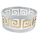 Stainless Steel Cuff Bracelet - Greek Key Motif Silver and Gold Color (31mm)