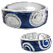 Stainless Steel Cuff Bracelet - Swirl Motif with Rhinestones - Blue (25mm)